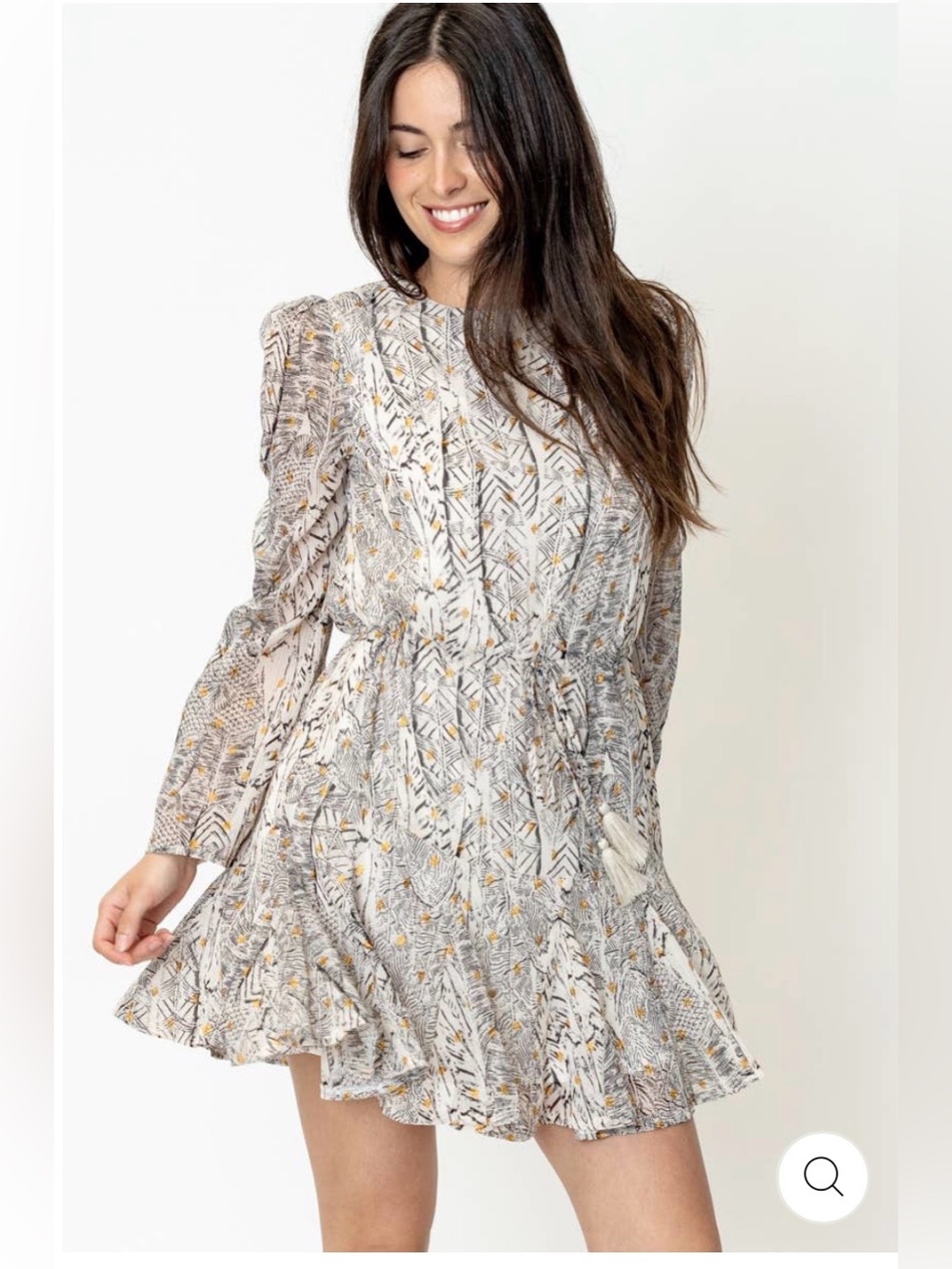 EN CRÈME PRINT LONG SLEEVE DRESS size large